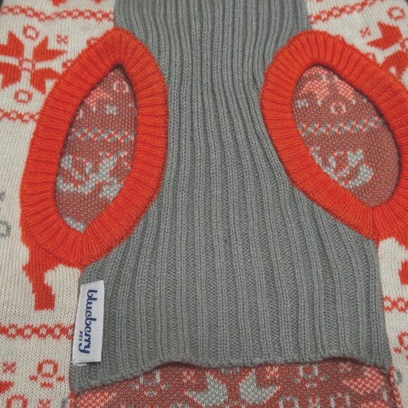 Blueberry Pet Dog Sweater, Turtleneck Knit Sweater, Fair Isle Reindeer Orange, L - Picture 6 of 13